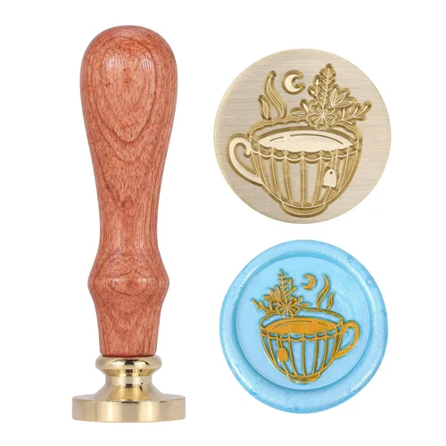 Miniatura 10 de Yoption Sello de cera con texto en inglés "Thank You", sello de cera vintage con cabeza de latón y empuñadura de madera para bodas, fiestas