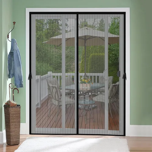 Miniatura 10 de Pantalla magnética para puerta de tamaño: 36 x 78 pulgadas, tamaño de puerta mosquitera 38 x 80 pulgadas, división de malla manos libres, cortina