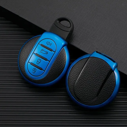 Miniatura 2 de SANRILY Funda de cuero para llave Mini Key Case Shell Key Holder con llavero, Azul