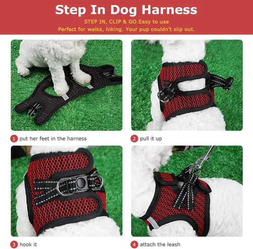 Miniatura 5 de Arnés para perro pequeño sin estrangulamiento, arnés de malla para cachorros, chaleco reflectante ligero para gatos, plateado, XS