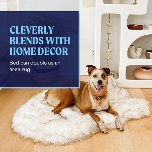 Miniatura 5 de PAW Brands PupRug - Cama ortopédica para perros grandes con piel sintética suave y esponjosa y espuma viscoelástica para aliviar el dolor