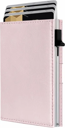 Miniatura 12 de QLD Cartera minimalista para hombres – Bloqueo RFID [inteligente y práctico] Soporte de tarjeta delgado triple plegable Carteras de metal