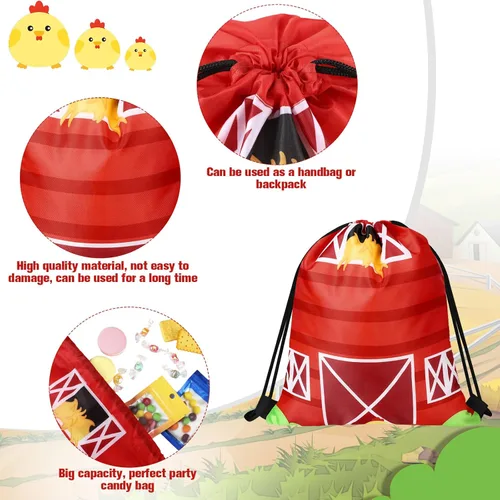 Miniatura 4 de Eccliy 24 bolsas de regalo de fiesta de animales de granja, suministros de fiesta de cumpleaños de granja, bolsas de cuerda para temática de granero