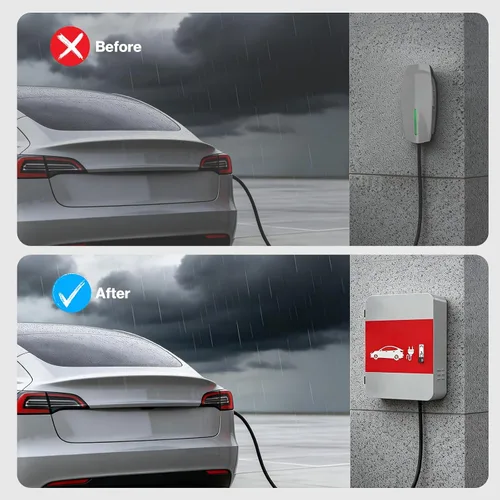 Miniatura 7 de POCHAR Protector de cubierta de cargador de vehículo eléctrico EV para Tesla Modelo Y Modelo 3- Conector de pared Estación de carga de acero EV