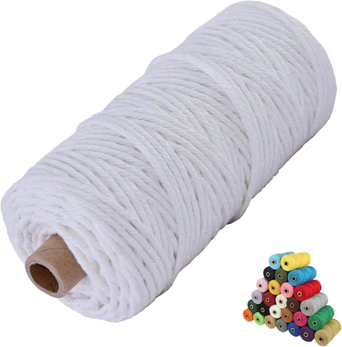 Miniatura 61 de Cordón de algodón para macramé, hilo torcido de 4 capas, cuerda de algodón natural, suministros perfectos de macramé, para hacer soportes colgantes