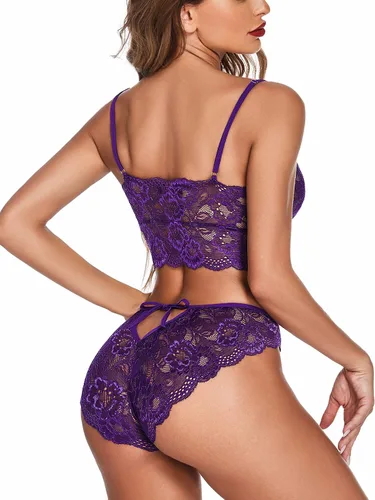 Miniatura 6 de ADOME - Conjunto de brasier y pantaleta de encaje para mujer