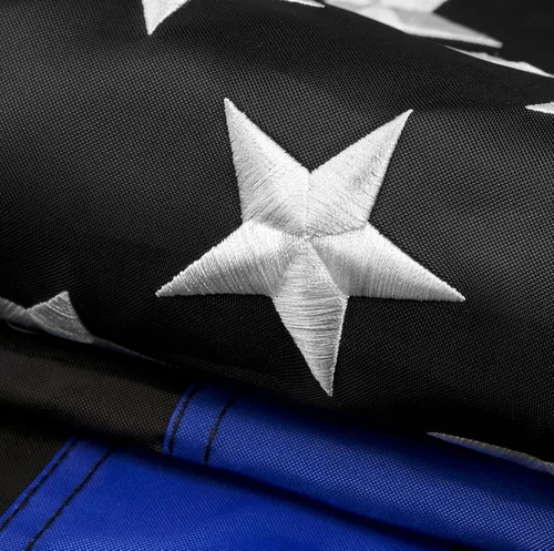 Miniatura 11 de DANF - Bandera fina de línea azul y roja de 3 x 5 pies, hecha de nailon, estrellas bordadas, rayas cosidas, protección UV, color negro, azul y rojo