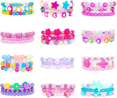 Elesa Miracle Juego de 36 pulseras de cuentas para niñas y adolescentes, juego de pulsera de juego de simulación, Policarbonato, No es una piedra