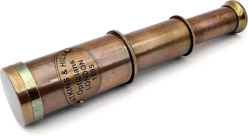 Miniatura 2 de Telescopio de cristal espía de latón náutico con caja de madera, telescopio decorativo monocular plegable pirata con óptica de vidrio para regalo