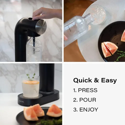Miniatura 3 de AWA Máquina de carbonatador de agua: máquina para hacer agua con gas y máquina para hacer refrescos, con botella de 1 litro sin BPA, diseño europeo