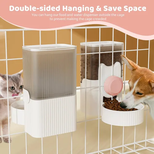 Miniatura 3 de Jaula colgante dispensador automático de botellas de agua para mascotas pequeñas, alimentador automático de 1 litro de gravedad para mascotas y Rosa
