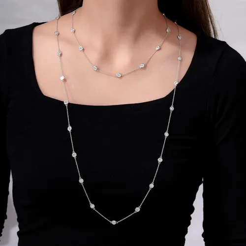 Miniatura 6 de Tienda Collection Platinum or Gold Plated Sterling Silver Station Necklace made with Infinite Elements Zirconia