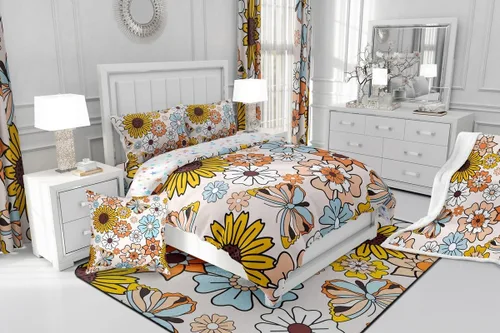 Miniatura 5 de Feelyou Juego de sábanas de flores hippie retro, tamaño individual, juego de sábanas de mariposa para niños y adolescentes, decoración de los años