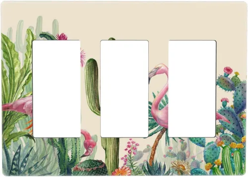 Miniatura 208 de Cubiertas de placa de pared de 3 gang con interruptor de luz de triple palanca, en negro y dorado con esplendor de oro rosa, estampado floral