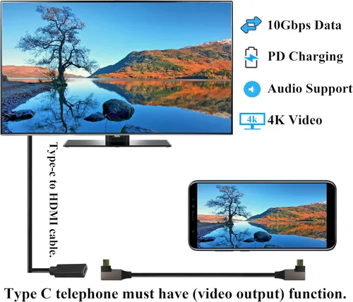 Miniatura 6 de Cable USB 3.1 tipo C de 90 grados en ángulo derecho e izquierdo 3.1 USB tipo C macho 4K a 60Hz Gen 2 Cable de extensión compatible con carga, datos