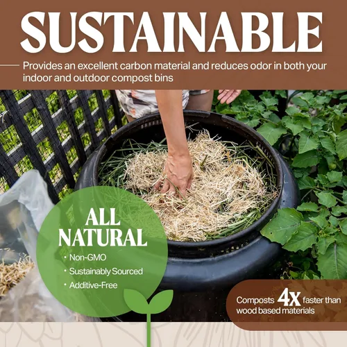 Miniatura 4 de HealthiStraw GardenStraw Mini, 0.5 pies cúbicos (4 libras) Paquete de 2 – Mantillo natural para jardines, verduras y semillas de césped – Paja