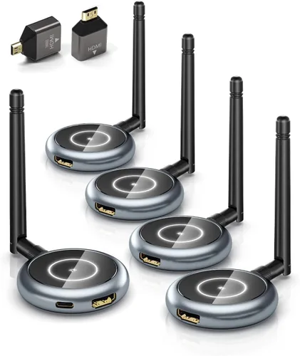 Miniatura 11 de AIMIBO Transmisor HDMI inalámbrico 2026 y 2 receptores, decodificación 4K 1080P@60Hz, 656FT/200M, espejo de aplicación Tutuplay, extensor