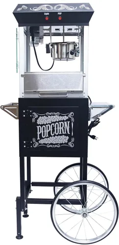 Miniatura 16 de Máquina de palomitas de maíz vintage con carrito, carrito de palomitas de maíz de 6 onzas, máquina para hacer palomitas de maíz con gabinete de Rojo