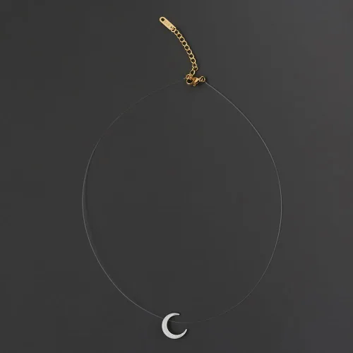 Miniatura 4 de Collar de línea de pesca invisible transparente con madreperla natural y luna creciente, regalo de Navidad para mujer, Shell, concha