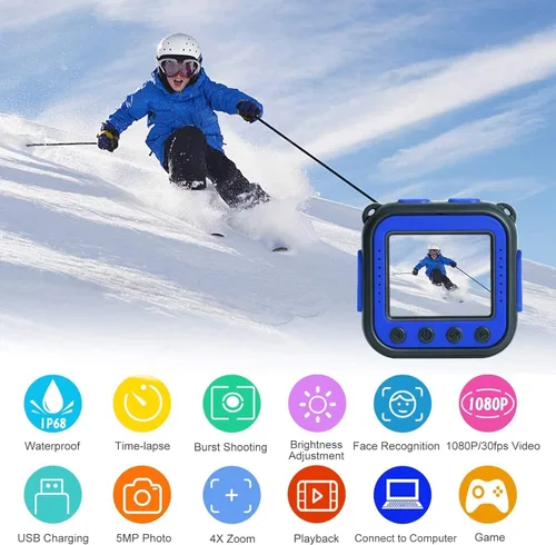 Miniatura 2 de PROGRACE Cámara impermeable para niños, regalos de cumpleaños de Navidad para niñas de 3 a 12 años, cámaras digitales 1080P, juguetes de piscina