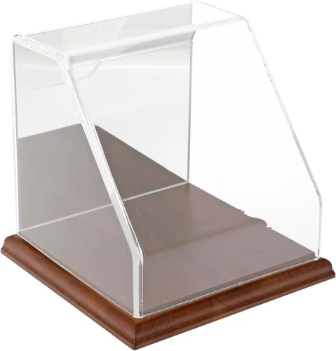 Miniatura 4 de Plymor Vitrina frontal inclinada de acrílico transparente con base de madera dura, 6 "x 6" x 6