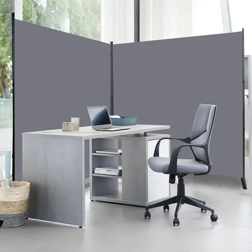 Miniatura 4 de Divisor de habitación de 6 pies, pantalla de privacidad de 2 paneles, 142 pulgadas de ancho, divisor de pared para separación de habitaciones, Gris