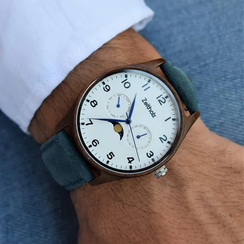 Miniatura 14 de Zeitholz Relojes de madera para hombre, reloj de madera, regalos, reloj analógico, nueva colección Klitten 1.654 in con movimiento de cuarzo japonés.