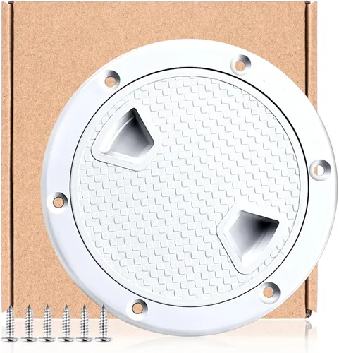 Smart Marine Escotilla de barco blanca de 4" 6" 8" redonda antideslizante con cubierta desmontable para barco marino y yate (4 pulgadas)