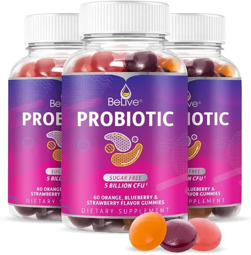 Miniatura 10 de BeLive Gomitas probióticas – Probióticos con 5 mil millones de UFC para la salud digestiva, hombres, mujeres y niños – para apoyo inmunológico, sin