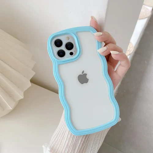 Miniatura 14 de QLTYPRI Funda compatible con iPhone 7/8/SE, bonita funda transparente con marco ondulado rizado para niñas y mujeres, funda protectora de TPU