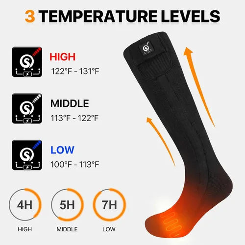 Miniatura 5 de SNOW DEER Calcetines térmicos para hombres y mujeres, batería recargable de 7.4 V, calentador eléctrico de pies de esquí para caza, pesca, camping