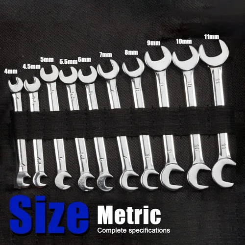 Miniatura 6 de SPEEDWOX Juego Mini de Llaves de Doble Extremo Abierto Métricas 4mm-11mm 10 piezas Llave de Cabeza Angular Super Fina con Bolsa de Almacenamiento
