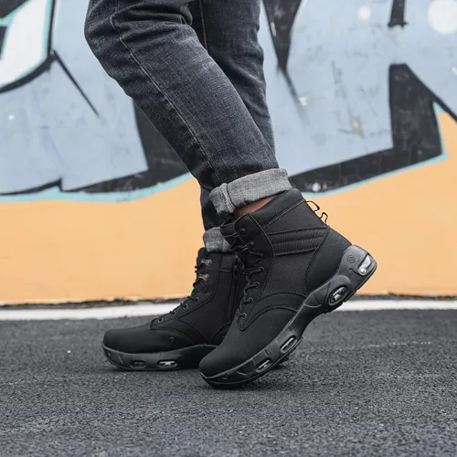 Miniatura 2 de LARNMERN Botas antideslizantes para hombre antideslizantes Zapatos de aire con cremallera lateral Casual Comfort Botas Militares Hombre Zapatos