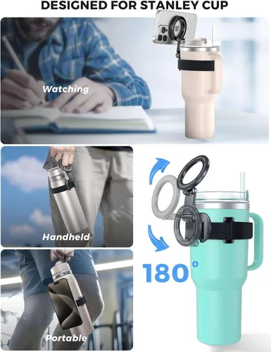 Miniatura 2 de eSamcore Stanley Cup Soporte magnético para teléfono Magsafe, accesorios plegables para botellas de agua, soporte de teléfono móvil para iPhone