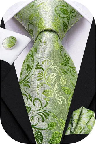 Miniatura 244 de Hi-Tie Corbatas de seda para hombre, diseño de cachemira a rayas, con bolsillo, gemelos cuadrados, conjunto formal de negocios