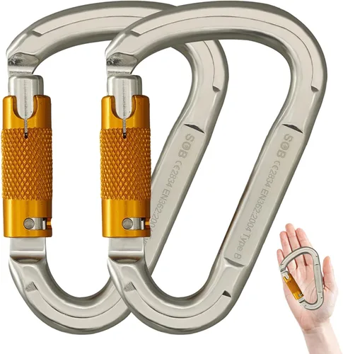 Miniatura 14 de SOB Clips de mosquetón de escalada con bloqueo automático, conector de mosquetón asimétrico de alta resistencia utilizado para rappel