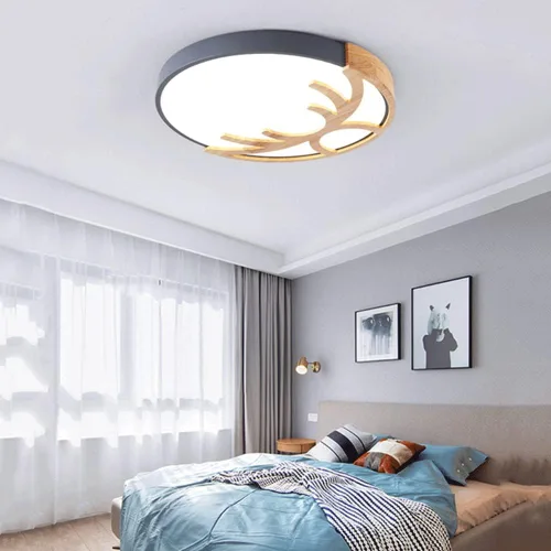 Miniatura 4 de Lámpara de techo redonda moderna plana redonda circular de montaje empotrado de 6500 K, lámpara de techo LED de madera, decoración de techo