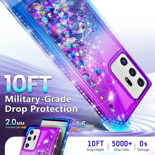 Miniatura 31 de NGB - Funda de teléfono diseñada para Samsung Galaxy S9+ Plus, morado/azul, con purpurina líquida para mujeres y niñas, con protector de pantalla