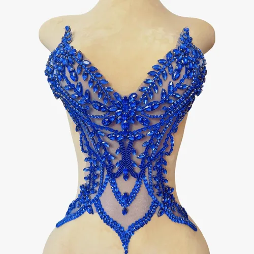 Miniatura 5 de Parches de encaje con cuentas a mano, disfraces, apliques con cristales de diamantes de imitación para manualidades, protege bodas, fiestas