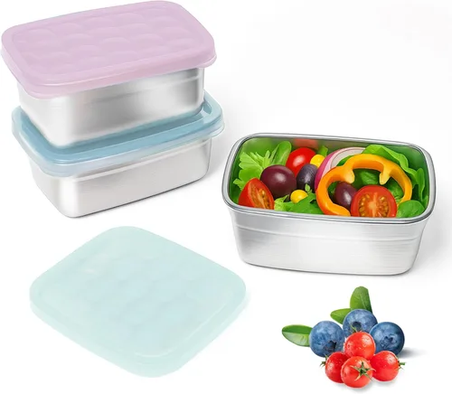 Miniatura 16 de Tanjiae Recipientes Pequeños de Acero Inoxidable para Almuerzo para Niños A Prueba de Fugas Sin BPA Recipientes para Aperitivos con Tapas