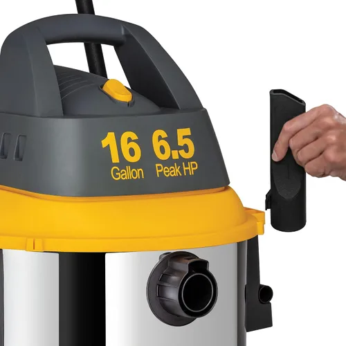Miniatura 6 de Koblenz Aspiradora de contratista en seco y húmedo, aspiradora de acero inoxidable con motor silencioso, potente aspiradora de 16 galones/6.5 HP