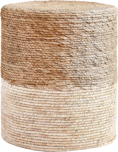 Miniatura 24 de Wimarsbon Taburete de pie de hierba marina natural, otomana redonda tejida a mano, para sala de estar, asiento al aire libre (natural)