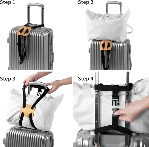 Miniatura 3 de Correas de equipaje para añadir una bolsa, fácil de viajar, correa elástica (dorado)