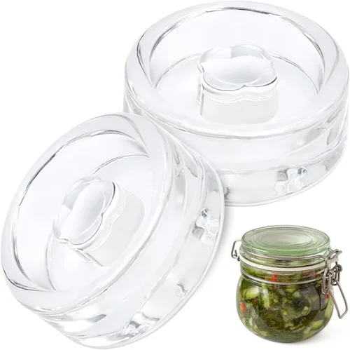 2 pesos de fermentación de vidrio, tapas de fermentación para frascos Mason de boca ancha, pesas para conservas para chucrut, encurtidos y kimchi