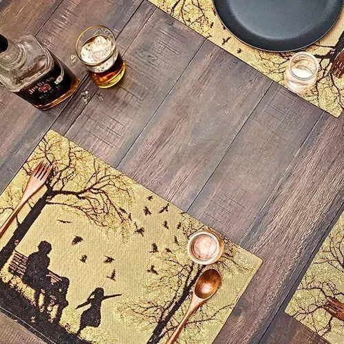 Miniatura 7 de DaDa Bedding - Juego de 4 manteles individuales de algodón y lino para mesa de comedor, 13 x 19 pulgadas