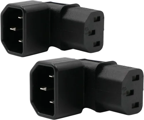 Adaptador de corriente IEC C14 a C13 PDU Plug/Socket Up 90 grados para montaje en pared LCD TV 2 Pack Negro/paquete de 2 (arriba)