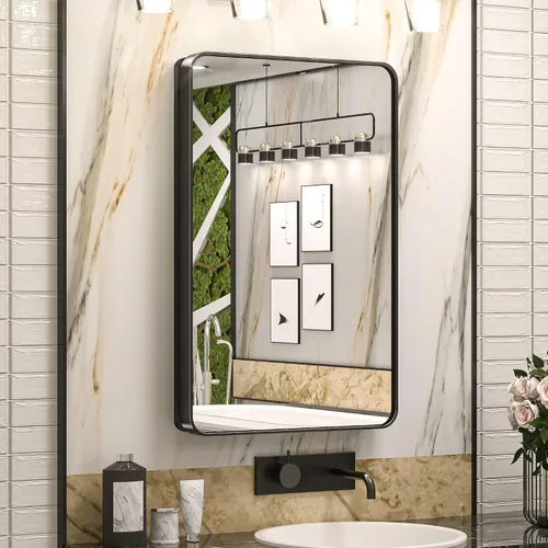 Miniatura 10 de Keonjinn Gabinetes de medicina delgados negros de 15 x 36 pulgadas, botiquín lateral estrecho para baño con espejo, marco de acero inoxidable