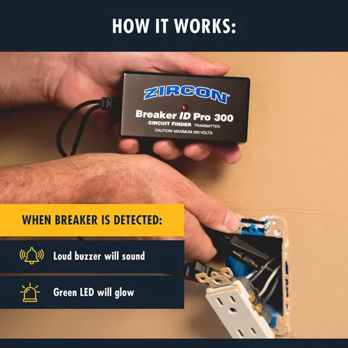 Miniatura 5 de Zircon Breaker ID Pro 300 - Kit de buscador de disyuntores eléctricos, transmisor, receptor y adaptadores para sistemas de 120 V/240 V, uso