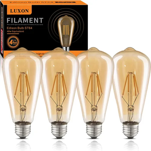 Miniatura 10 de LUXON Bombillas LED Edison, 4 vatios (equivalente a 40 W), regulables, luz diurna de 4000 K (vidrio ámbar) con CRI 90+, bombillas Edison