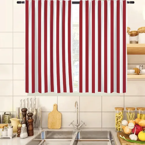 Miniatura 6 de zokyer Cortinas de ventana a rayas beige crema, modernas rayas verticales de 63 pulgadas de largo, 2 paneles, cortinas bohemias neutras para niños